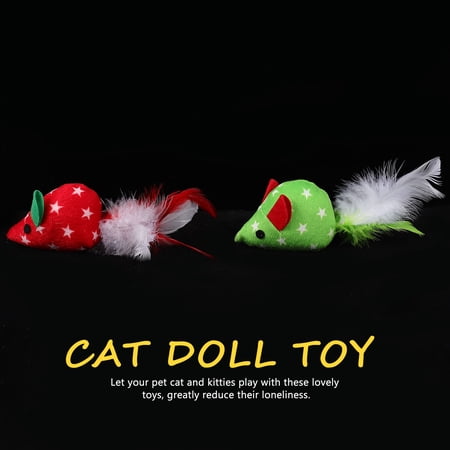 RENACLIPY 4 Pcs Interactive Kitten Toy Plush Red for Indoor Cat Play