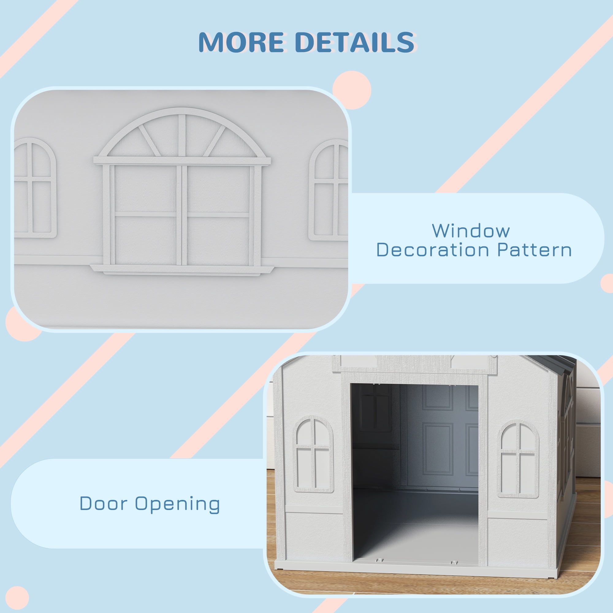 LINJH Water Resistant Plastic Dog House Puppy Shelter for Indoor Outdoor-25.5" x 29.75" x 24.75"-Gray