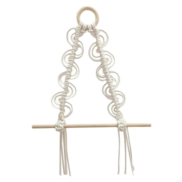 Portarrollos de papel higiénico de macramé tejido a mano, colgador de rollo de papel higiénico, portarrollos de papel higiénico de madera, toallero bo Sunnimix Soporte para papel higiénico