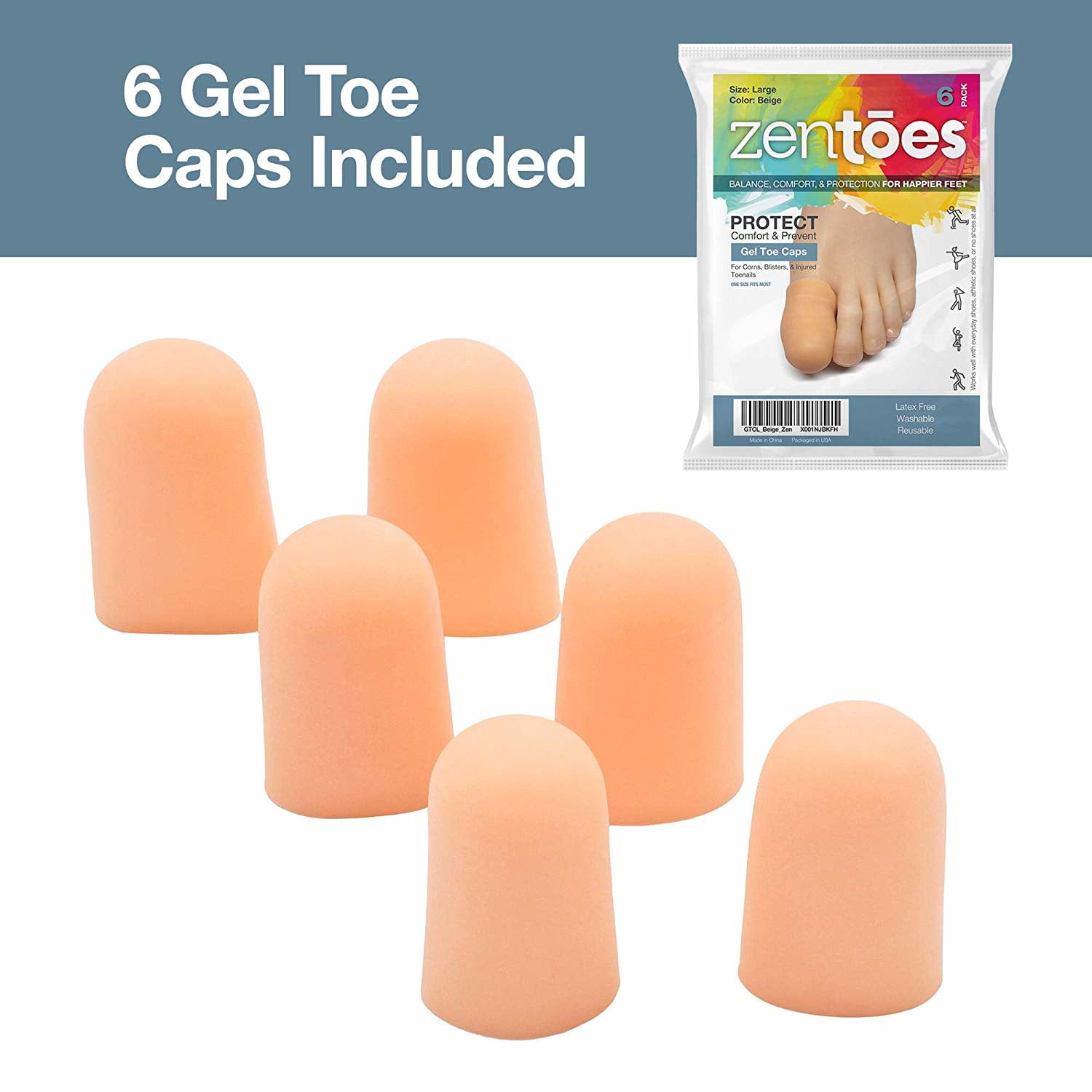 Buy Zentoes 6 Pack Gel Toe Cap and Protector Cushions and Protects to