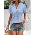 thumbnail image 6 of Women'S Summer Tops Casual V-Neck Cap Sleeve Shirt Light Crochet Textured Vest Shirt Sky Blue XXL, 6 of 9