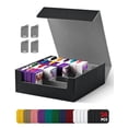 thumbnail image 1 of UAONO Card Storage Box for Trading Cards, 2400+ MTG Commander Deck Box With 24pcs Colorful Divider, Card Case Fits for Magic TCG PTCG Game Cards(Black&Gray), 1 of 7
