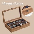 thumbnail image 2 of LEDREM 12-Slot Luxury Watch Box with Glass Top, Solid Wood Display Case with Velvet Pillows, Rustic Walnut, 2 of 5