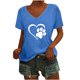 thumbnail image 1 of Camisas con estampado informal con estilo para mujer, camisetas holgadas de manga corta de talla grande, blusa con cuello en V OAVQHLG3B Store lin121212, 1 of 5