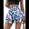 thumbnail image 2 of Mini Shorts con Volantes y Cintura Alta para Mujer Bonitos Shorts Cortos Escalonados con Shorts Debajo Azul L, 2 of 8
