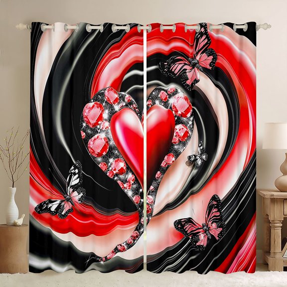 Castle Fairy Butterflies Black Out Curtains,Love Heart Curtains Pack of 2 (42x63 Each)