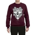 thumbnail image 2 of Drawn Tribal Wolf Animal Lover Unisex Crewneck Graphic Sweatshirt, Maroon, 3XL, 2 of 3