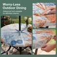 thumbnail image 5 of Round Outdoor Tablecloth with Umbrella Hole and Zipper, Navy Blue Coastal Tablecloth with Elastic Waterproof, Nautical Summer Beach Ocean Coral Wooden Patio Table Covers for 31" - 35" Pool Tables, 5 of 9