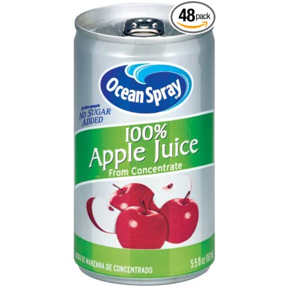 Ocean Spray 100 Apple Juice, 5.5 Ounce Mini Cans (Pack of 48