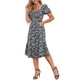 thumbnail image 4 of INSPIRE CHIC Vestido Largo Bohemio de Flores para Mujeres con Cuello Cuadrado y Mangas Cortas Abullonadas, Vestido Maxi Casual XS Negro, 4 of 6