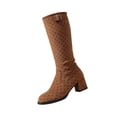 thumbnail image 2 of KEVCHE Women's Chunky Heel Knee High Boots, Plus Size Retro Polka Dot Pointed Toe Casual Design with Breathable Lining, Trendy Boots for Daily Leisure Wear, 2 of 6