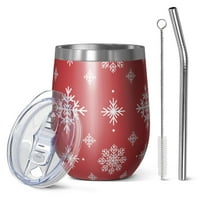 Christmas 12oz Stainless Steel Insulated Wine Tumbler with Lid and Straw – Double Wall Vacuum Mug for Hot & Cold Drinks, 304 Steel Interior, Sweat-Free Design