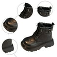 thumbnail image 7 of Girls Winter Boots Retro Wingtip Leather Dress Oxford Shoes Booties Trendy Buckle Lace up Zipper Platform Ankle Boots 10 Little Kid Black, 7 of 7