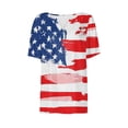 thumbnail image 4 of Lilgiuy 4th of July Tops for Women Short Sleeve V Neck 2024 Summer Casual T Shirt Tee Trendy American Flag Star Print Button Basic Pullover Blouses (Wine,XL), 4 of 5