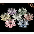 Cogfs Crystal Glass Lotus Flower Candle Holder Candlestick Home Decor