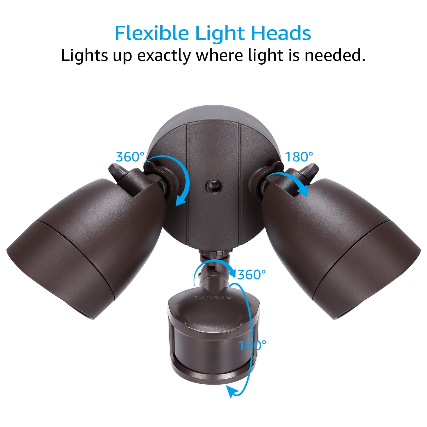 2 Pack 20W Motion Activated LED Outdoor Security Light, Dual Head Exterior Flood Light, 3000K Warm White, Bronze