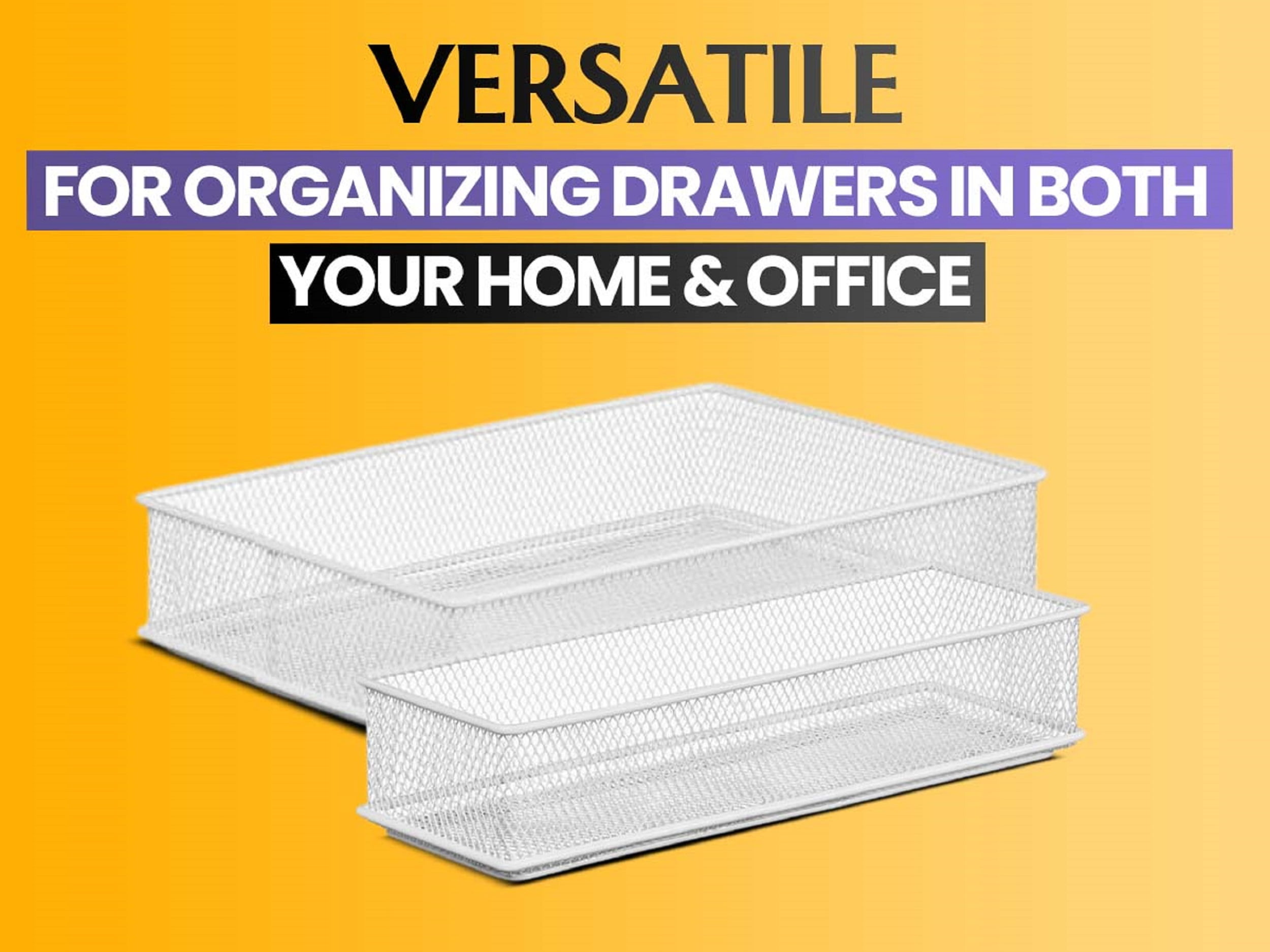 YBM Home White Mesh Desk Drawer Organizer Tray for Home and Office - Multipurpose Storage Holder, 2521-2