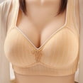 thumbnail image 2 of JGGSPWM Middle-Aged And Elderly Women Without Underwire Bra Striped Breathable Comfortable Underwear Bra Beige S, 2 of 3