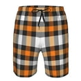 thumbnail image 3 of Fotbe Orange Plaid Trajes de Baño Estampados para Hombre, Shorts de Verano de Secado Rápido, Ropa de Playa, Bañadores-3X-Large, 3 of 6