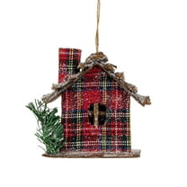 Northlight Plaid and Pine Needle Rustic Cabin Christmas Ornament - 4.25" - Red and Brown