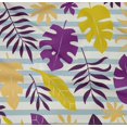 thumbnail image 4 of oneOone Coton Popeline Sergé Tissu Violet Rayé & Feuilles Bloc Robe Tissu Matériel Tissu Imprimé par la Cour 56 Pouces de Large, 4 of 4