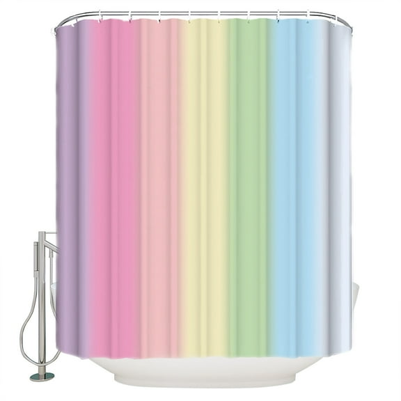 Shower Curtain, Candy Rainbow Stripes Waterproof Shower Curtain Set with Hooks for Bathroom Showers,Stalls and Bathtubs,72x72In Ombre Art Color Gradient