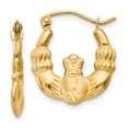 thumbnail image 1 of 14k Yellow Gold Claddagh Hoop Earrings Celtic, 1 of 8