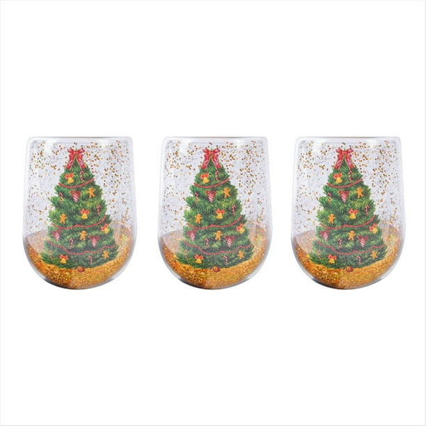3 Piezas de Vaso de Árbol de Navidad, Vasos de Vidrio Transparente Coloridos para Beber con Forma de Árbol de Navidad, de Café Especial para Fiestas Navideñas