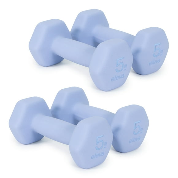 Set De Mancuerna Hexagonal ELEVA  ELEVA-K4OS5 Cubierto De Neopreno 5 Lb Color Azul Maya
