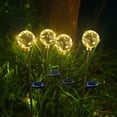 thumbnail image 4 of 2 PCS Solar Flower Lights Outdoor, Waterproof Solar Ball Lights with Leaves, Stainless Steel 70 CM Garden Stakes, Warm Light for Pathway and Lawn Decoration, 4 of 5