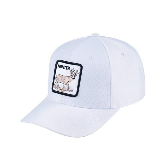 Unisex V2 Embroidered The Hunter, 6-Panel Baseball Cap, White/White, Adjustable Fit