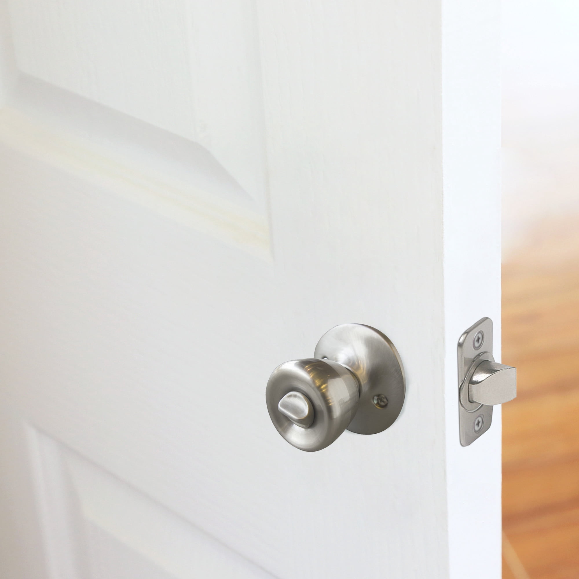 Satin Nickel Privacy Door Knob for Bed and Bath, Interior, 12-Pack