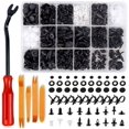 thumbnail image 1 of Clips de remache de plástico, 446 piezas Universal Auto Clips de plástico de nailon negro Surtido de clips de ajuste del cuerpo del remache con herramientas para quitar sujetadores, brida para cables brillar Electrónica, 1 of 5