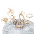 thumbnail image 5 of Set de anillos HUOGUO, aleación geométrica con forma de hoja serpentina, para mujer, 5 of 5