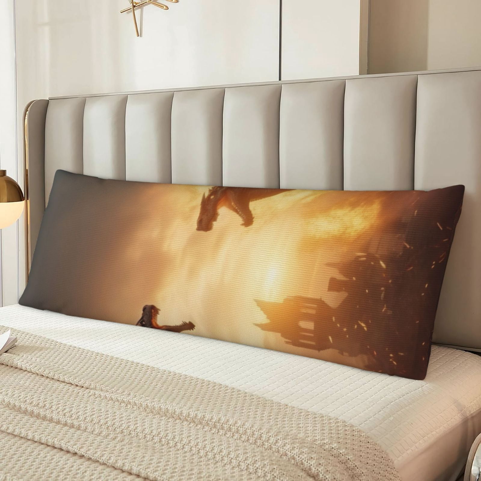 Naloa Castle Cool Fire Dragon Super Soft 20x60 Body Pillow Case,Long Side Hidden Zipper（PILLOWS ARE NOT INCLUDED）