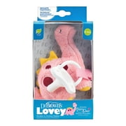 Dr. Brown's Baby Lovey Pacifier & Teether Holder, Dinosaur with White HappyPaci, 100% Silicone, 0-6m