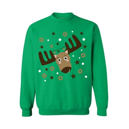 Reindeer Ugly Christmas Unisex Crewneck Sweater Ugly Christmas Sweater for