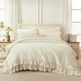 SSFDC Dark Grey Comforter Set Full, Gray Ruffle Shabby Chic Bedding