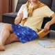 thumbnail image 5 of Balery Blurred Star Snow Christmas Pantalones cortos de pijama de punto de algodón para hombre con cinturilla y bolsillos-Small, 5 of 6