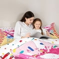 thumbnail image 4 of Castle Fairy Baseball Ice Cream Queen Bedding 7pcs, Sport Theme Bedding Comforter Set Queen, Yellow Pink Blue, 4 of 7