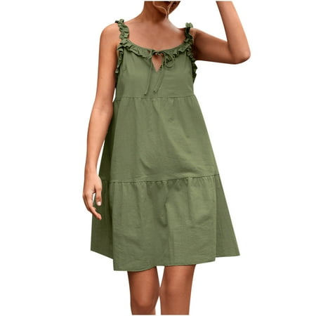 

Red Dress Valentines Dress for Women Fashion Women Dress Summer Casual O Neck Sleeveless Vacation Beach Bandag Dress Savings Clearance Deals Summer Dresses Girls Dresses Green S