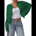 thumbnail image 2 of Suéter Tipo Cárdigan Corto de Larga con Botones y Cuello Redondo para Mujer, Ropa de Punto . Verde XL, 2 of 9
