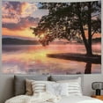 thumbnail image 2 of PRATYUS  Seascape Tapestry, Shore of Seventh Lake Tree Sunbeam at Sunset Water Reflection Tranquility, Wide Wall Hanging for Bedroom Living Room Dorm Painting, 2 of 6