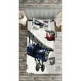 thumbnail image 3 of Ambesonne Airplane Quilted Bedspread Set 2 Pcs, Retro Bon Voyage, Twin Size, Blue Red Grey, 3 of 3