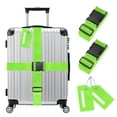 thumbnail image 1 of 2-Conjuntos de Correas de Equipaje Aprobadas por TSA, Conjunto de Etiquetas de Maleta y Correas Ajustables para Maletas [Verde Brillante], 1 of 1
