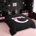 thumbnail image 2 of Erosebridal Aesthetic Coquette Bowknot 7-Piece Twin Bedding Sets For Girls,Personalized Letter C Monogrammed Kids Bedding Comforter Set,Reversible Black, 2 of 7