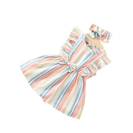 

Cute Striped Round Neck A Line Sleeveless Multicolor Baby Dresses (Baby s)