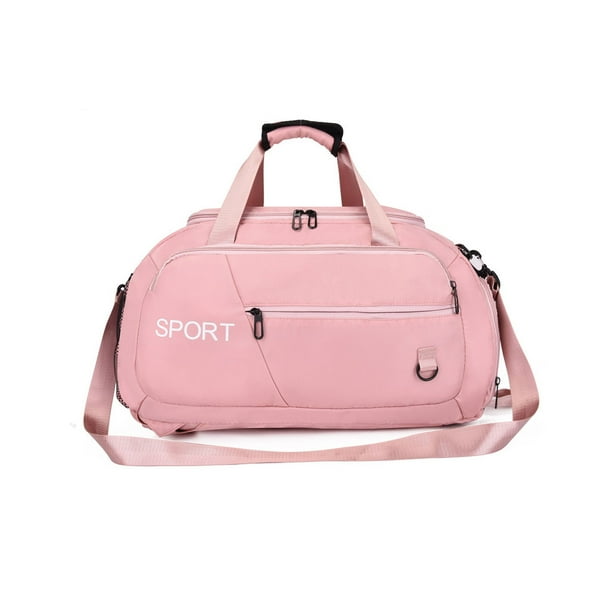 Qarigey Bolsa de gimnasio para Fitness, bolsa de almacenamiento portátil para deportes al aire libre, bolsillos con cremallera, Bolsas de mensajero y de hombro Rosado