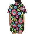 thumbnail image 3 of Picia Vector Mexican Otomi Style Bright Pajamas Sets for Women Soft Short-Sleeved Pjs with Lounge Shorts Two Piece Sleepwear-Small, 3 of 9
