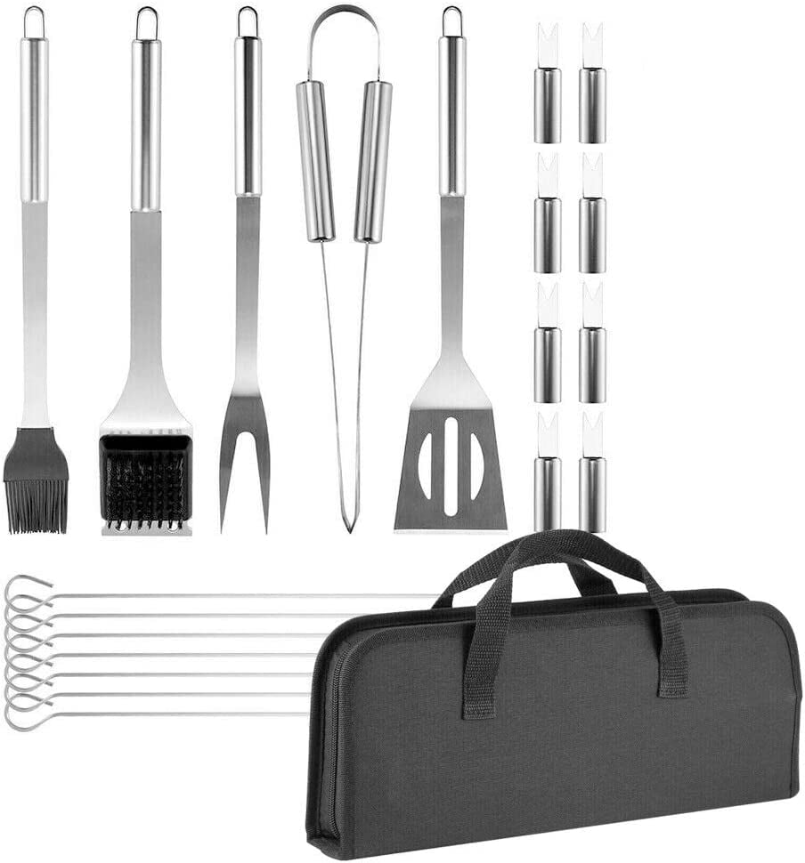 Baker Boutique BBQ Accessories, 20Pcs Grill Tools Set, Stainless Steel